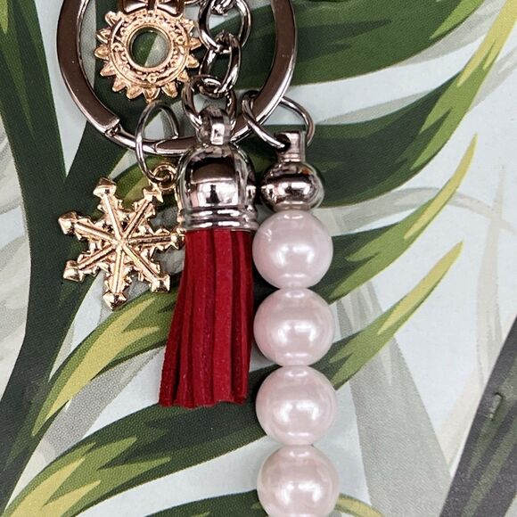 Elegant Pearl Bag Charm Keychain Genuine Suede Tassel Christmas Charms - Picture 11 of 11